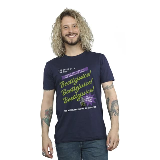 Beetlejuice Beetlejuice Men Make My Millenium T-Shirt in Navy Size: Small Navy S Male 5063609026197
