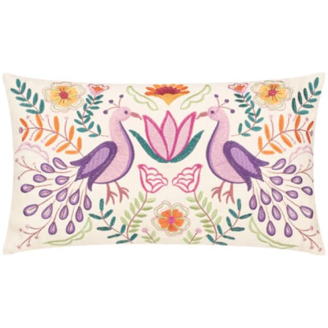 Furn Furn Broderi Floral Embroidered Polyester Filled Cushion Size: 30cm x 50cm Multi 30cm x 50cm Unisex 5025532865748
