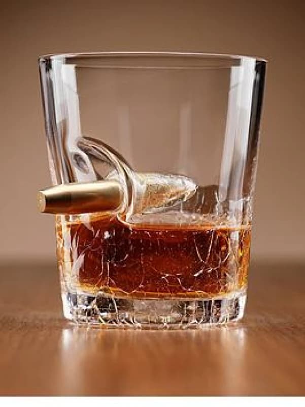 Menkind Connoisseur Creations Bullet Shot Glass Cracked Texture Design in Clear Clear Unisex