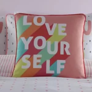 Appletreekids - Appletree Kids Love Yourself 100% Cotton Filled Cushion, Coral, 43 x 43 Cm