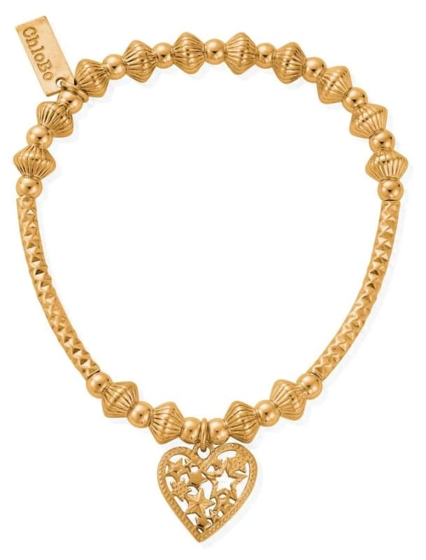 ChloBo GBHNCD3381 Pattern Noodle Disc Starry Heart Gold- Jewellery