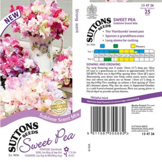 Thompson & Morgan Sweet Pea Sublime Scent Mix 1 Seed Packet (25 Seeds)
