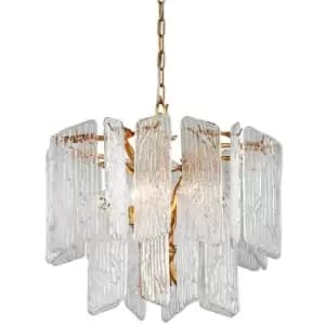 Piemonte 4 Light Chandelier Royal Gold, Glass