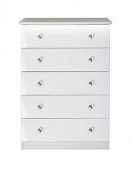 Swift Lumiere 5 Drawer Chest With Lights - White Gloss