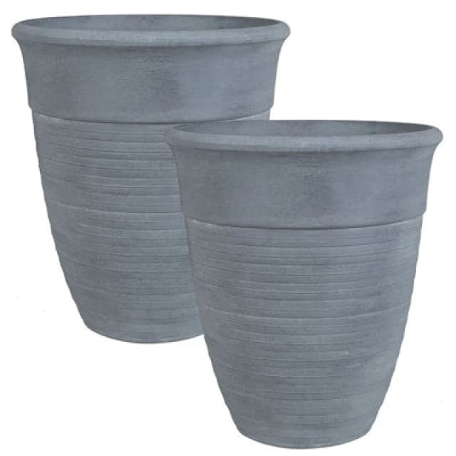 Beliani Set Of 2 Plant Pots Katalima 43cm Grey