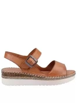 Hush Puppies Hush Puppies Stacey Leather Plaform Sandals - Tan, Brown, Size 4, Women