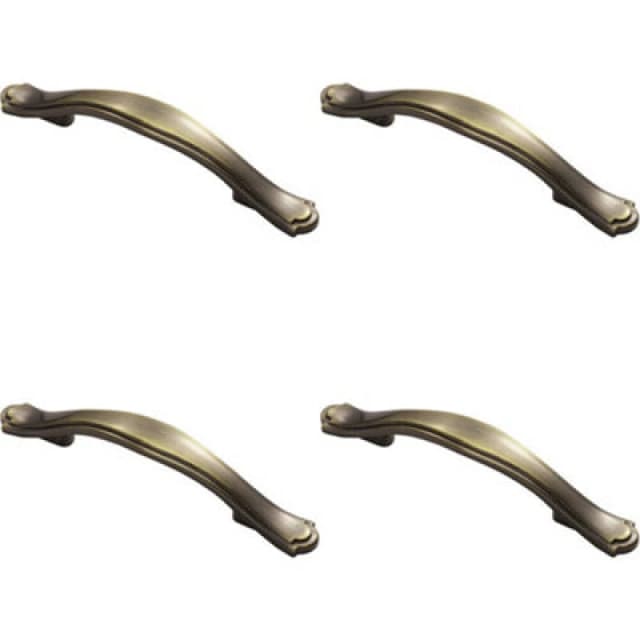 Loops 4x Stepped Edge Cupboard Bow Pull Handle 76mm Fixing Centres Burnished Brass Metallics unisex