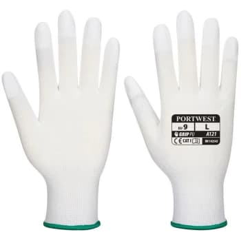 Portwest - A121WHRL - sz L PU Fingertip Glove - White