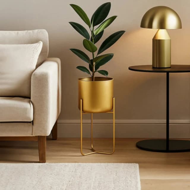 Orsina Avento Small Gold Finish Floor Planter