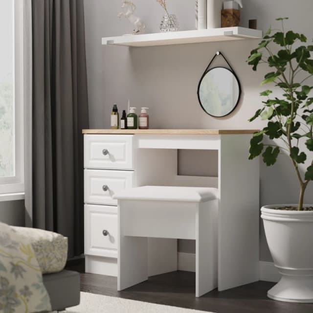 Welcome Furniture Ready Assembled Norfolk Vanity In White Ash & Bardolino Oak, White NOR031WABO