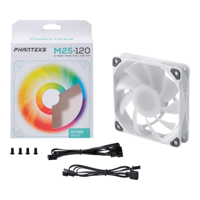 Phanteks M25 120mm D-RGB PWM High-Airflow Chassis Fan - White