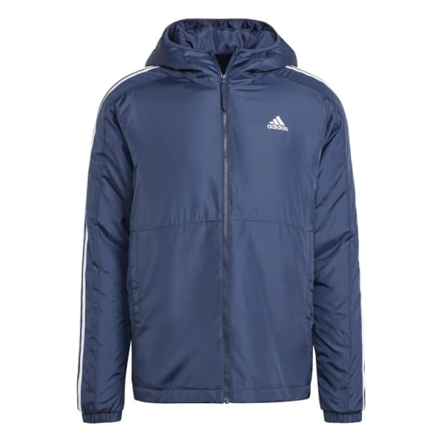 adidas 3 Stripe Essential Hooded Jacket Mens - Blue Blue S