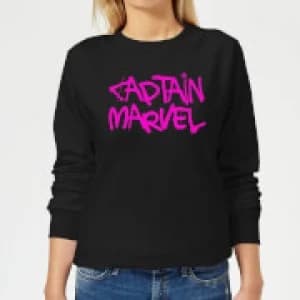 Captain Marvel Spray Text Womens Sweatshirt - Black