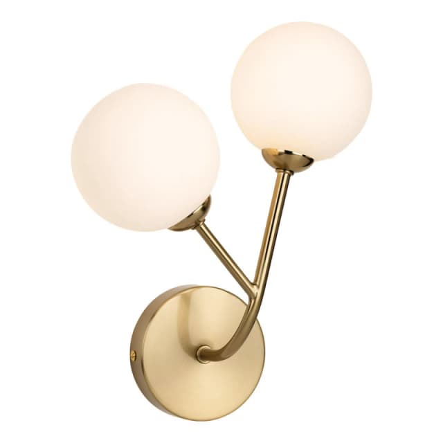 Firstlight Groves 2-Light Wall Wall Light Opal in Brushed Brass