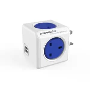 Allocacoc PowerCube Original USB 4 Socket + 2 USB Wall Socket Adapter Outlet - Blue