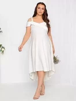 Yours High Low Bardot Dress - White, Size 14, Women