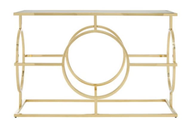 Premier Housewares Elegant Metallic Console Table, Luxe Gold Finish Decorative Table, Modern Spacious Storage Table For Kitchen Gold