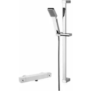 Nuie - Square Thermostatic Bar Shower Valve with Slider Rail Kit - Chrome