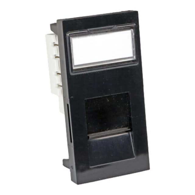 Cablenet Cablenet Cat5e UTP Low Profile Flat 25mm x 50mm Black Shuttered Module 72-3655