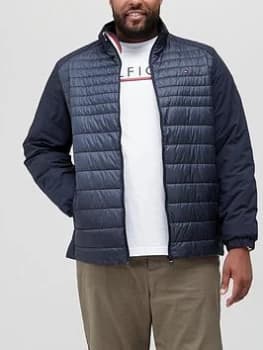Tommy Hilfiger Big & Tall Tech Mix Med Stand Collar Padded Jacket - Desert Sky, Desert Sky, Size 4XL, Men