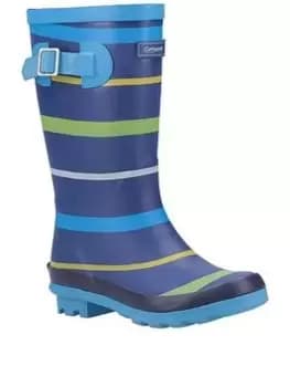 Cotswold Boys Stripe Wellington Boots, Blue, Size 1 Older
