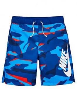 Nike Sportswear Boys Camo Woven Shorts - Blue/White, Indigo/White, Size XL, 13-15 Years