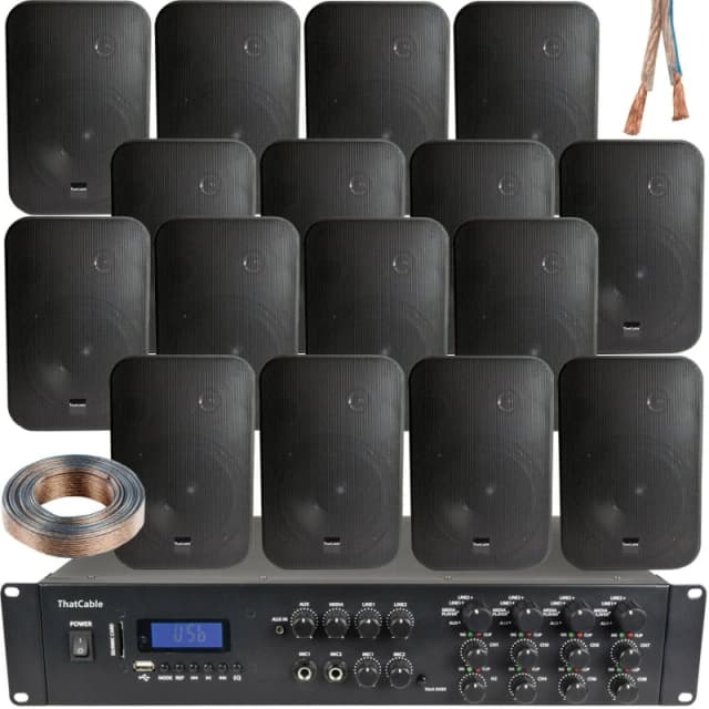 Loops 1600W Bluetooth Sound System 16x 200W Black Wall Speaker 8 Zone Matrix Amplifier Black unisex