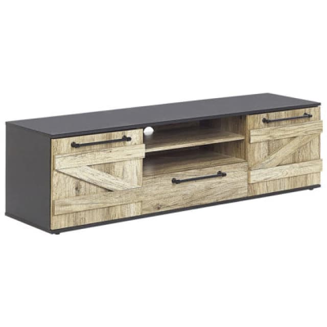 Beliani TV Stand Salter Brown/ Black