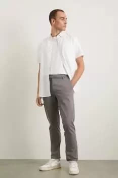 Grey Smart Slim Fit Textured Trousers