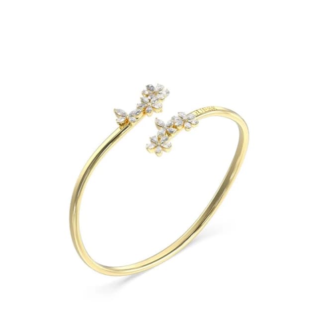 Guess UBB05103YGL Gold Tone Crystal Flowers Bangle - J42265