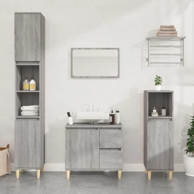 Vidaxl Bathroom Cabinet Grey Sonoma 30X30X100 Cm Engineered Wood