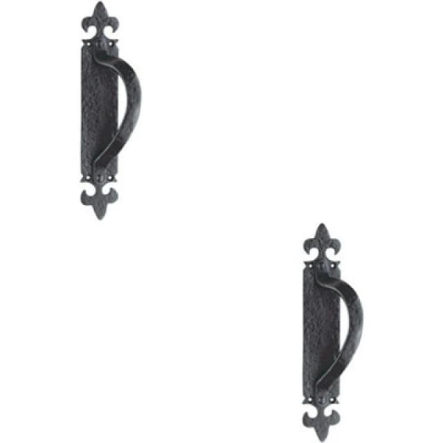 Loops 2x Offset Traditional Forged Pull Handle 263.5 x 67mm Black Antique Left Hand Black unisex