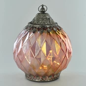 LED Lantern Pink Iridescent H20cm