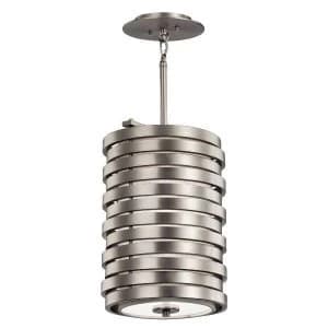 1 Light Ceiling Round Pendant Brushed Nickel, E27