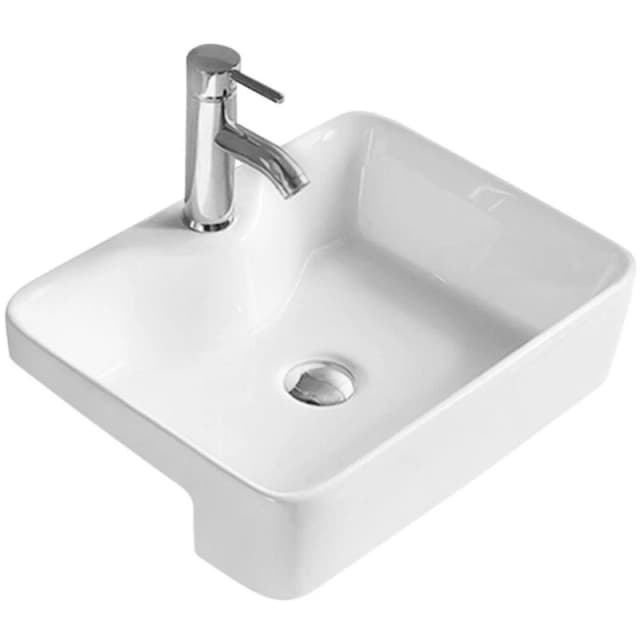 nuie Rect Semi Recess Basin W480xD370xH130mm, White NBV174