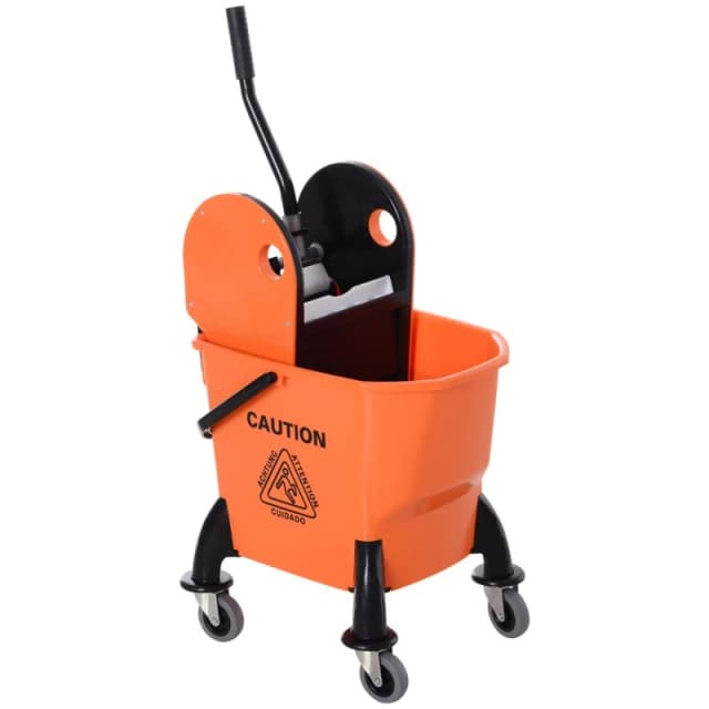 HOMCOM Mop Bucket on Wheels with Carry Handle - Mop Holder and Plastic Body TJ Hughes 5056725523817