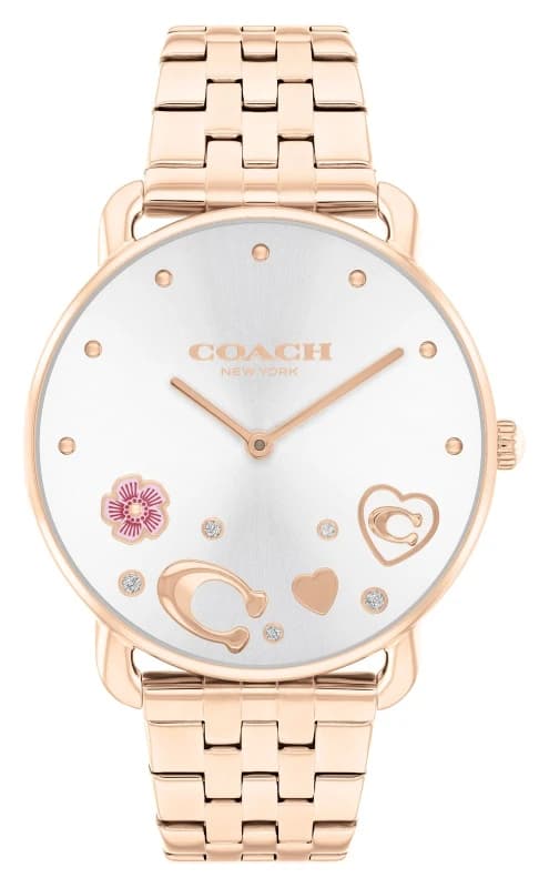 Coach 14504285 Womens Elliot Silver Dial / Rose Gold-Tone Watch