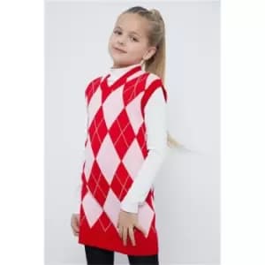 I Saw It First Red Girls Knitted Patterened Dress - Red