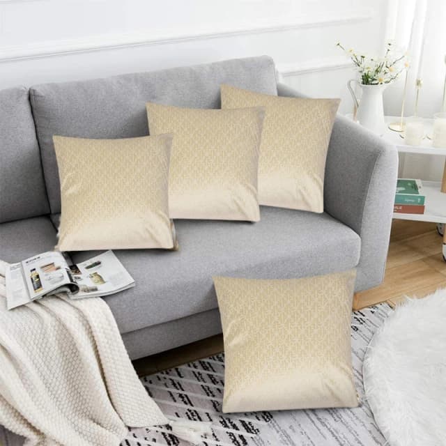 Alan Symonds Textured Velvet Cushion Set of 4 Cream unisex 45x45cm