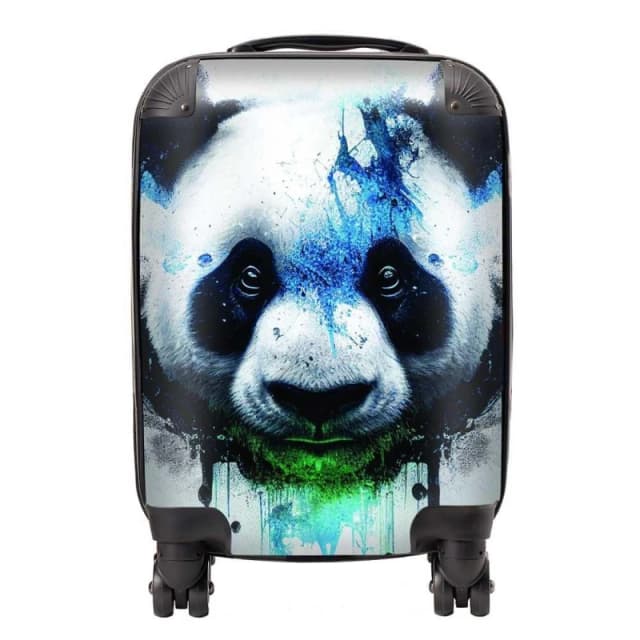 Warren Reed - Designer Panda Face Splashart Light Background Suitcase in Blue Size: Large Blue Unisex Large