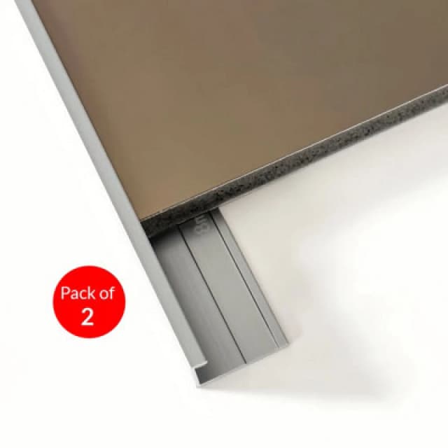 Ener-J Closing Edge Line End Aluminium Trims For 8mm Charcoal Boards, Silver Size: 3000 mm (Pack Of 2)