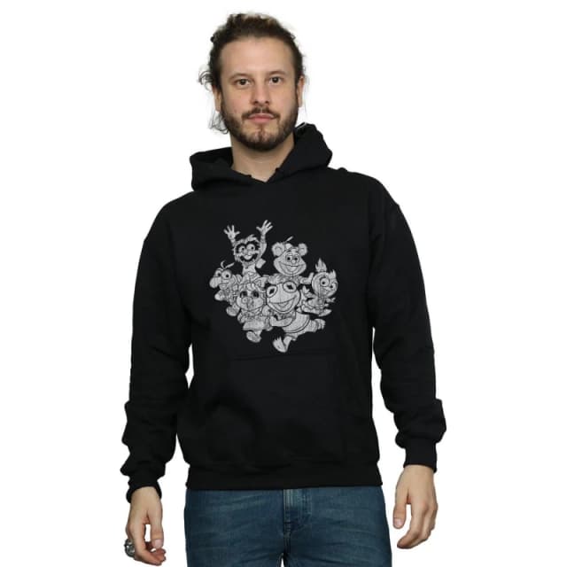 Disney Men The Muppets Muppet Babies Mono Group Hoodie in Black Size: Small Black S Male 5059308671530