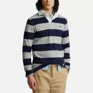 Polo Ralph Lauren Mens Striped Rugby Shirt - League Heather/French Navy - L