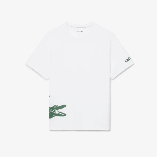 Lacoste Printed Cotton Lounge T-Shirt - White White XL
