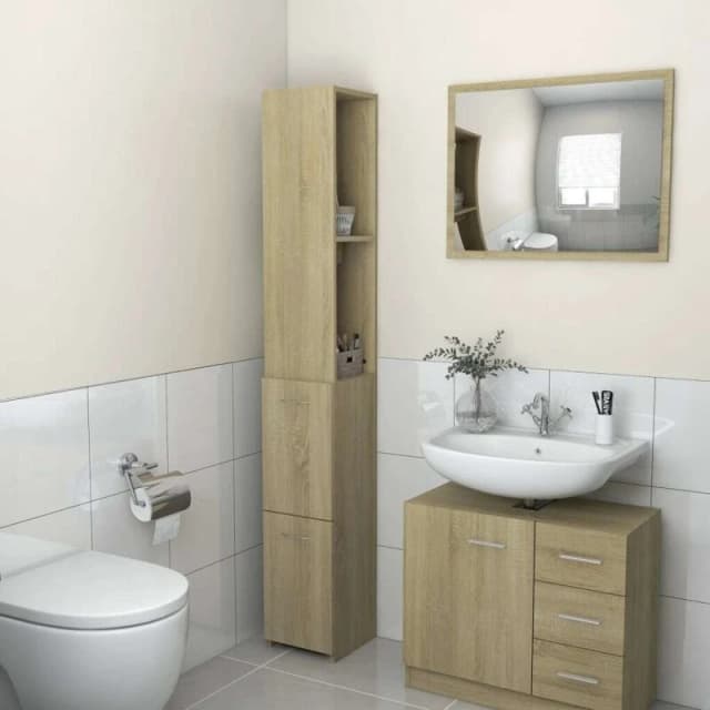VIDAXL Vidaxl - Bathroom Cabinet Sonoma Oak 25x26.5x170cm Engineered Wood 8720286609729