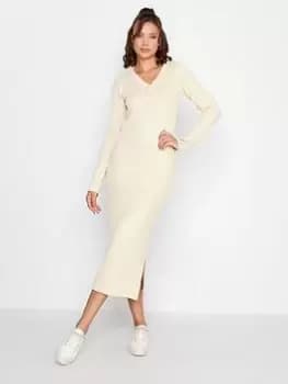 Long Tall Sally Stone Collar Detail Knitted Dress, Stone, Size 14-16, Women