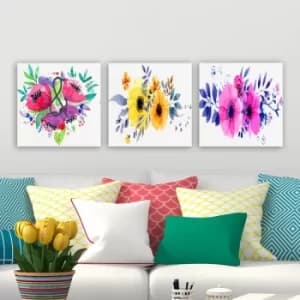 P122435 Multicolor Decorative Canvas Painting (3 Pieces)