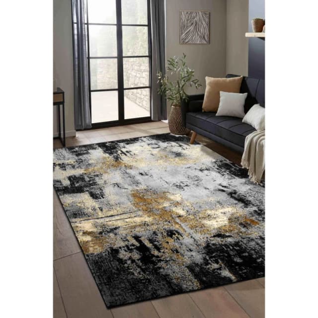 Homemaker Dusk Black Gold Marble Rug Black/Gold unisex 140x200cm