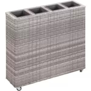 Vidaxl - Garden Raised Bed with 4 Pots 80x22x79cm Poly Rattan Grey Grey