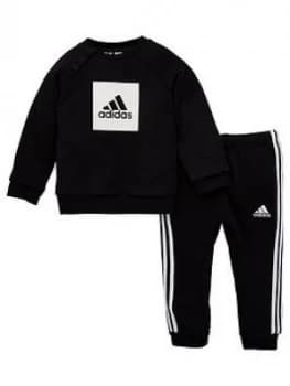 Adidas Infants 3 Stripe Logo Sweatshirt And Joggers Set - Black